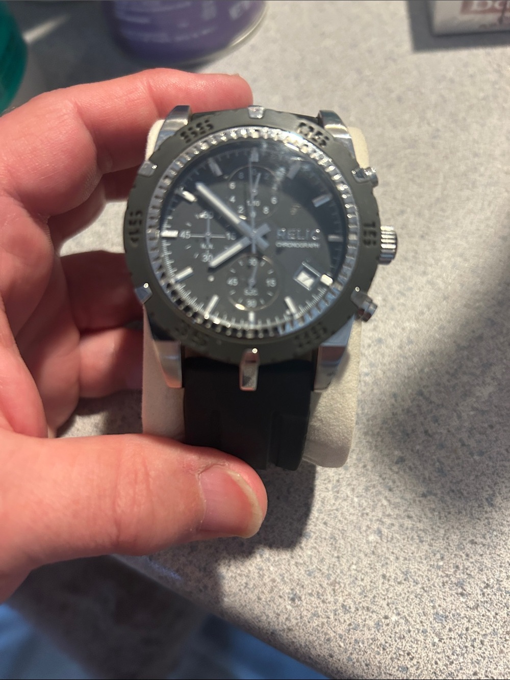 Style Black Chronograph Men's Watch - Stainless Case
